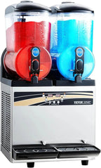 VEVOR Commercial Slushy Machine, 15Lx2 Double Tank, 120 Cups, Stainless Steel