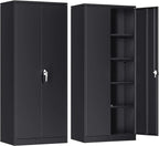Atripark Metal Storage Cabinet With Lock, 72in Lockable Garage Tool Cabinet With Doors