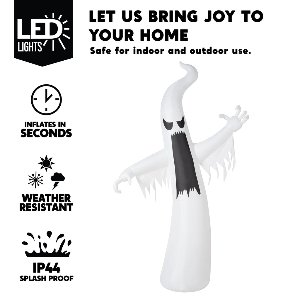 Joyfy 12ft Halloween Ghost Inflatable, Giant Ghosts inflatables with Build-in LEDs Outdoor Decorations, Blow Ups Halloween Yard Inflatables