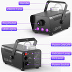 500W Fog Machine with RGB LED Lights, Remote Control, 3000CFM, 15 Lighting Effects for Wedding, DJ, Party, Concert, Halloween