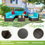 5-Piece All-Weather Wicker Patio Conversation Set With Ottoman And Cushions