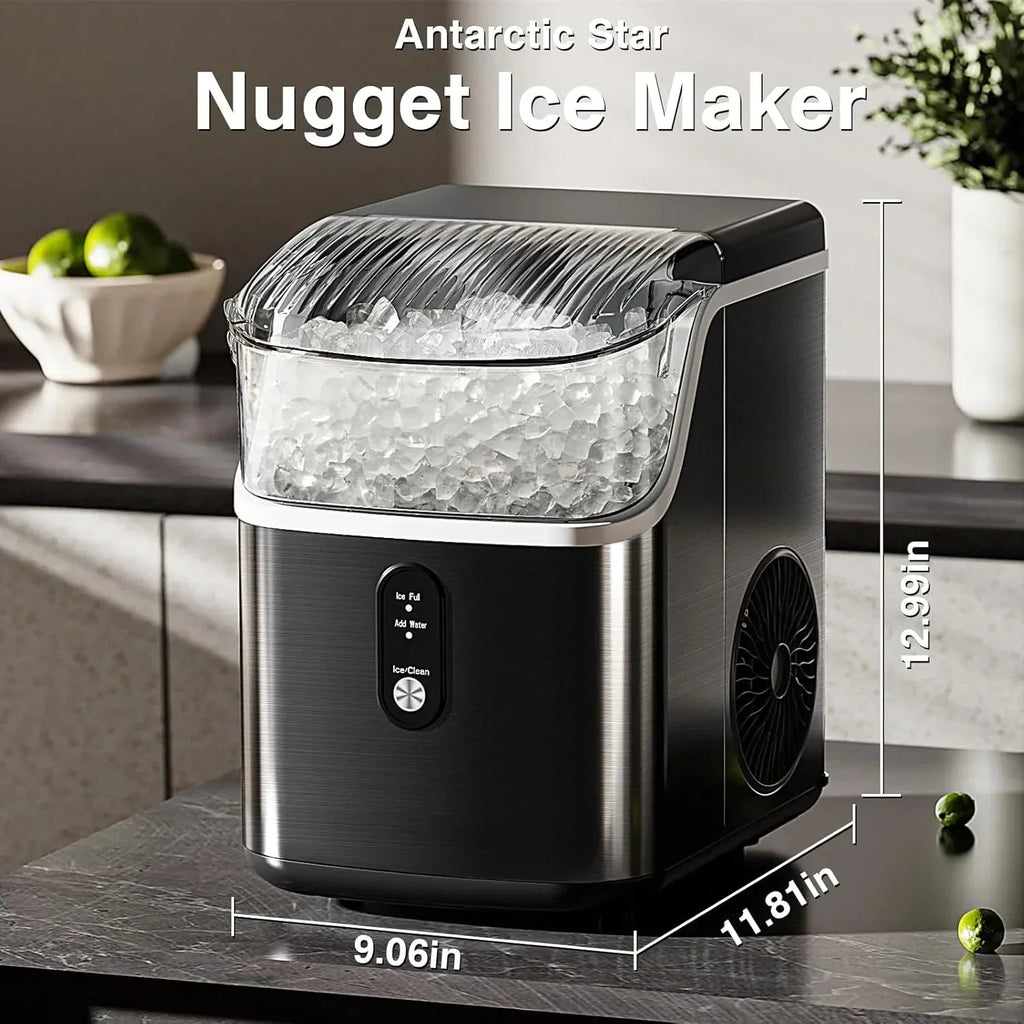 Countertop Nugget Ice Maker, 1.1 Liters, 34 lbs/24H, 8.66 x 11.30 x 12.68 inches, Black