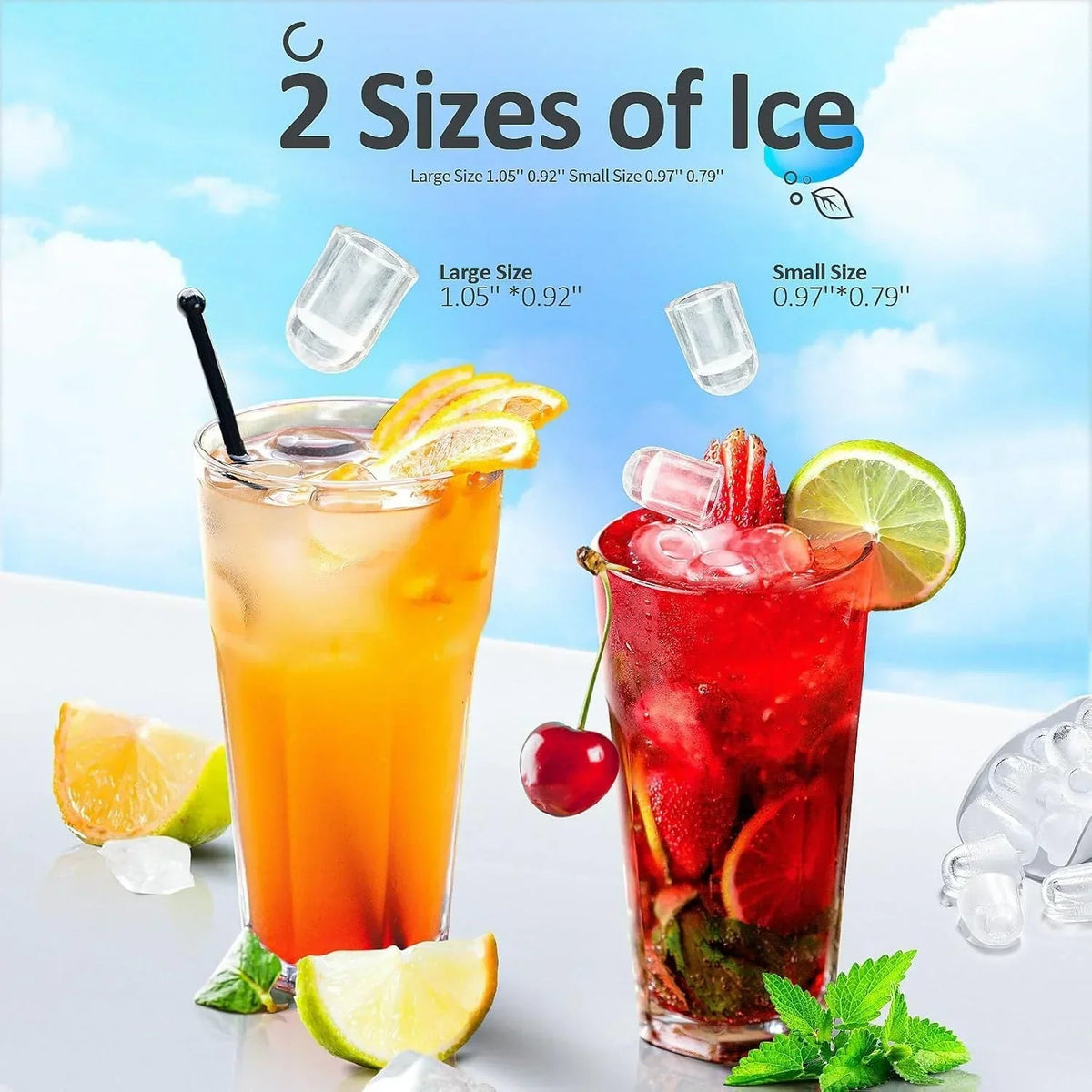 Countertop Nugget Ice Maker, 1.1 Liters, 34 lbs/24H, 8.66 x 11.30 x 12.68 inches, Black