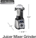 Hamilton Beach Professional 4-In-1 Juicer Mixer Grinder, 1400 Watt, 120V, 3 Leakproof Jars - 58770