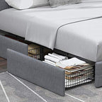 Allewie Upholstered Queen Platform Bed Frame With 4 Storage Drawers And Adjustable Headboard