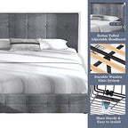 Allewie Upholstered Queen Platform Bed Frame With 4 Storage Drawers And Adjustable Headboard