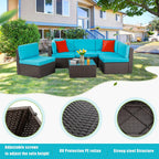 5-Piece All-Weather Wicker Patio Conversation Set With Ottoman And Cushions