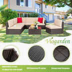 5-Piece All-Weather Wicker Patio Conversation Set With Ottoman And Cushions
