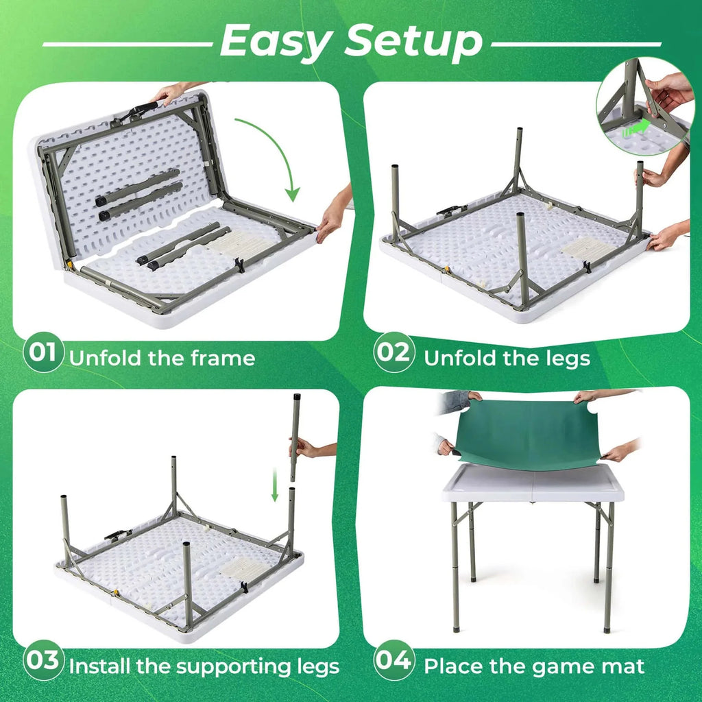 Costway Folding Mahjong Table With Cup Holders, Felt Mat And Carrying Handle - 35in x 35in x 29in