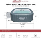 Coleman 4 To 6 Person Square Inflatable Hot Tub With 114 AirJets, Gray - 15442