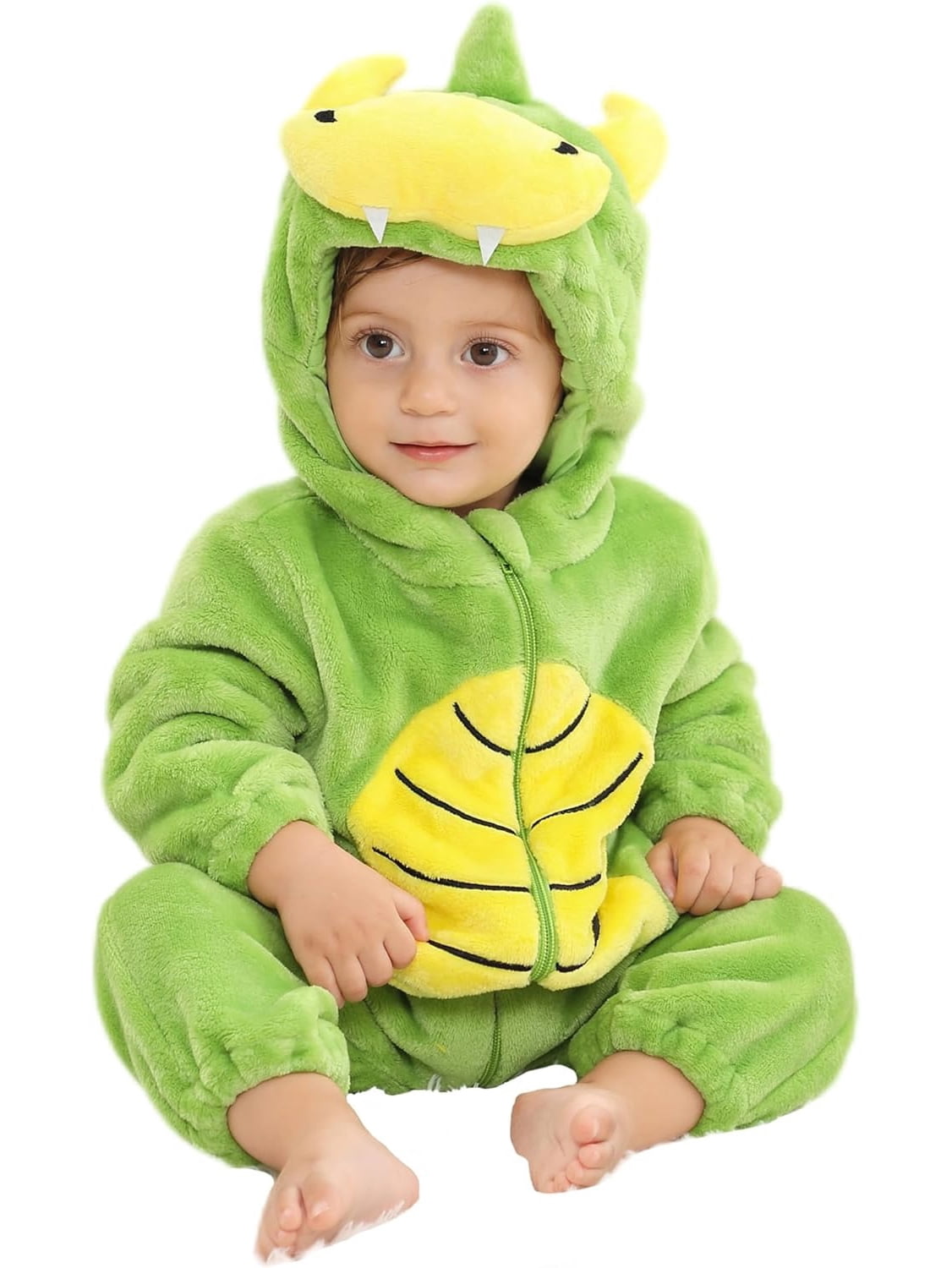 WIBACKER Infant Toddler Dinosaur Animal Fancy Dress Costume Baby Winter Flannel Hooded Romper Christmas Halloween Cosplay Jumpsuit