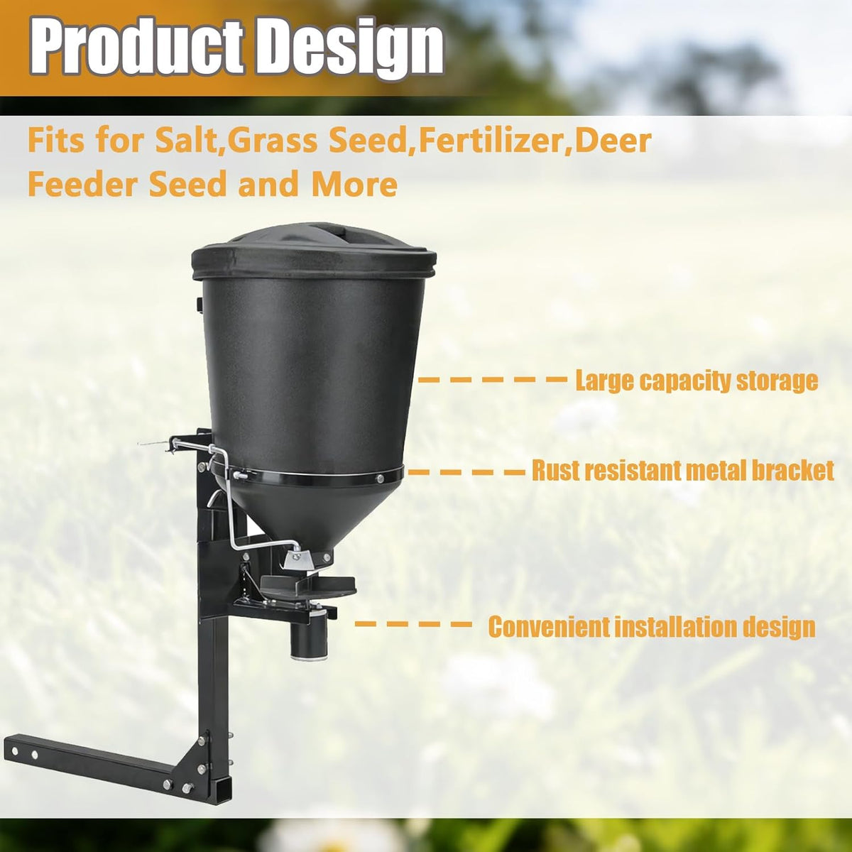 UTV Broadcast Spreader, 150 lb Capacity, Black - UTVS16
