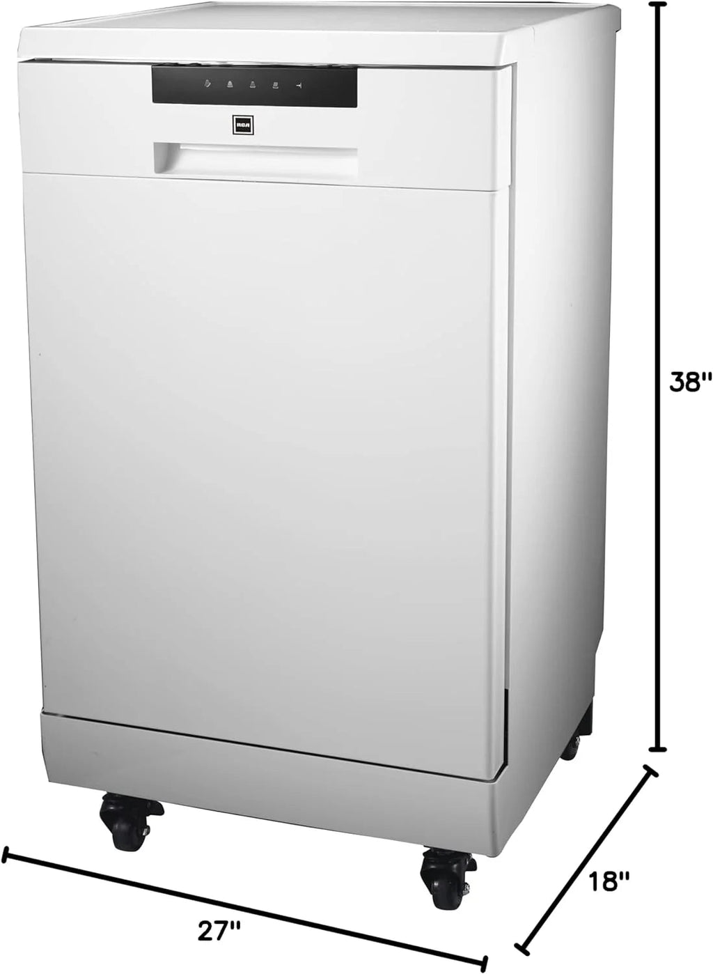 RCA Portable Dishwasher, 18in Wide, 8 Place Settings, White - RDW1809-WHITE