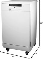 RCA Portable Dishwasher, 18in Wide, 8 Place Settings, White - RDW1809-WHITE