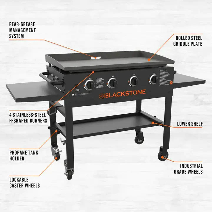 Blackstone 4-Burner 36 in Griddle Cooking Station With Side Shelves