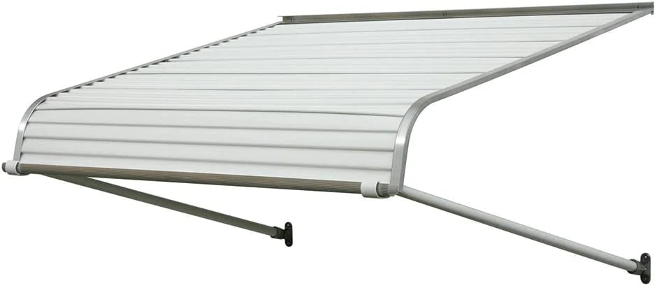 NuImage Awnings Aluminum Door Canopy, White, 60 inches Wide x 42 inches Projection With Support Arms - 60425