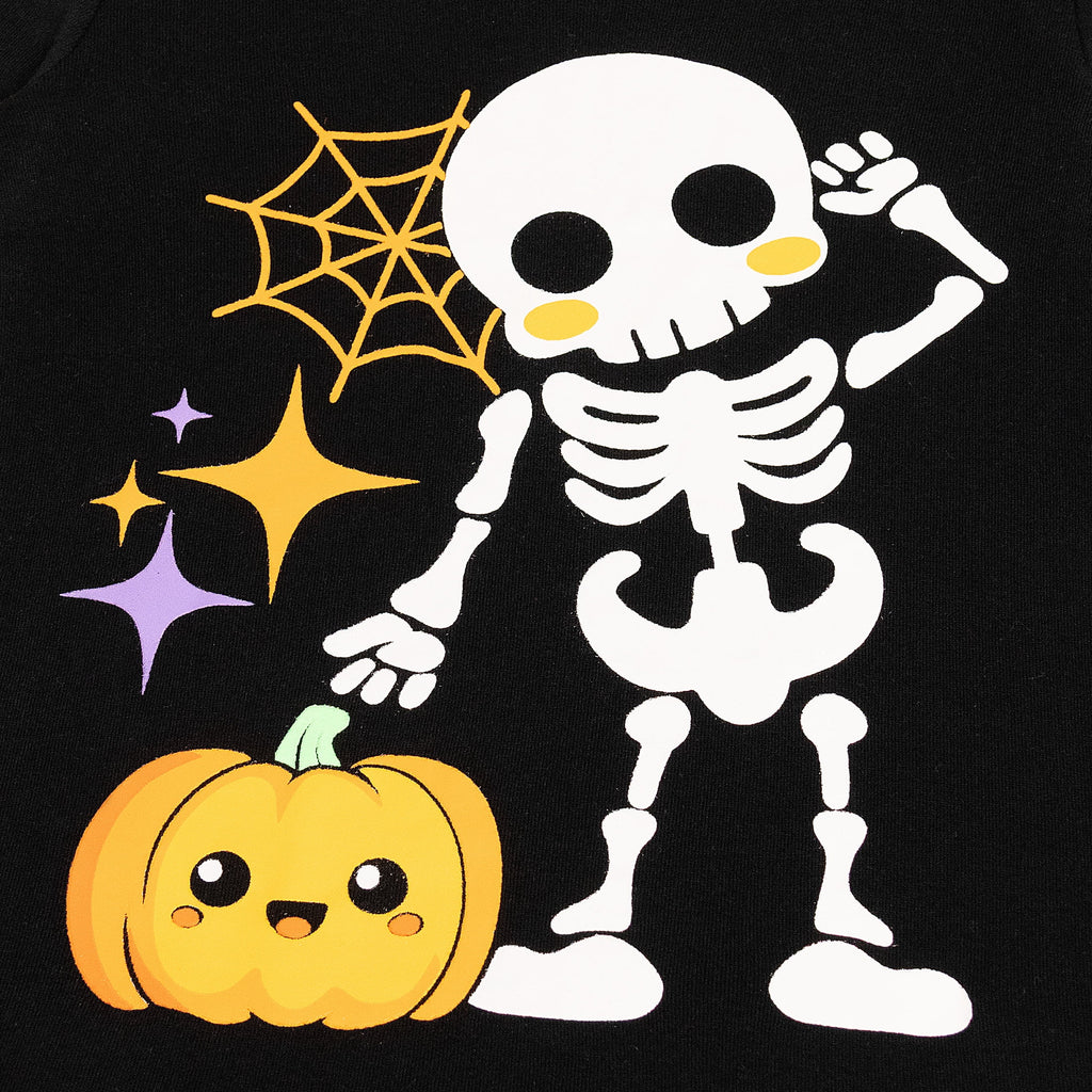 NIPAXO Family Matching Halloween Pajamas Set - Spooky Cute Skeleton & Pumpkin Graphic Long Sleeve Sleepwear for Adults, Kids & Toddlers