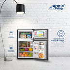 Arctic King Two-Door Mini Fridge With Freezer, 3.2 Cu. Ft., Stainless Steel