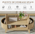 Fluted Oval Coffee Table With Storage, 46.45 x 19.68 x 15.94 in