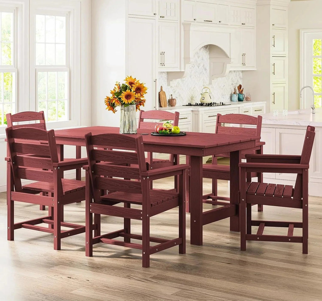 SERWALL 7-Piece HDPE Patio Dining Set, Aruba, 66.9in D x 32.2in W x 29.1in H