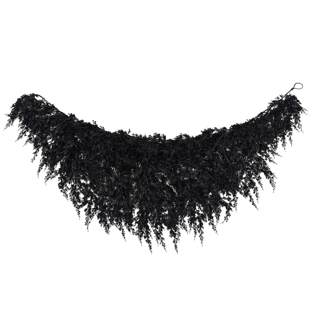 My Texas House Halloween Drapey Faux Cedar Garland, Black, 6'