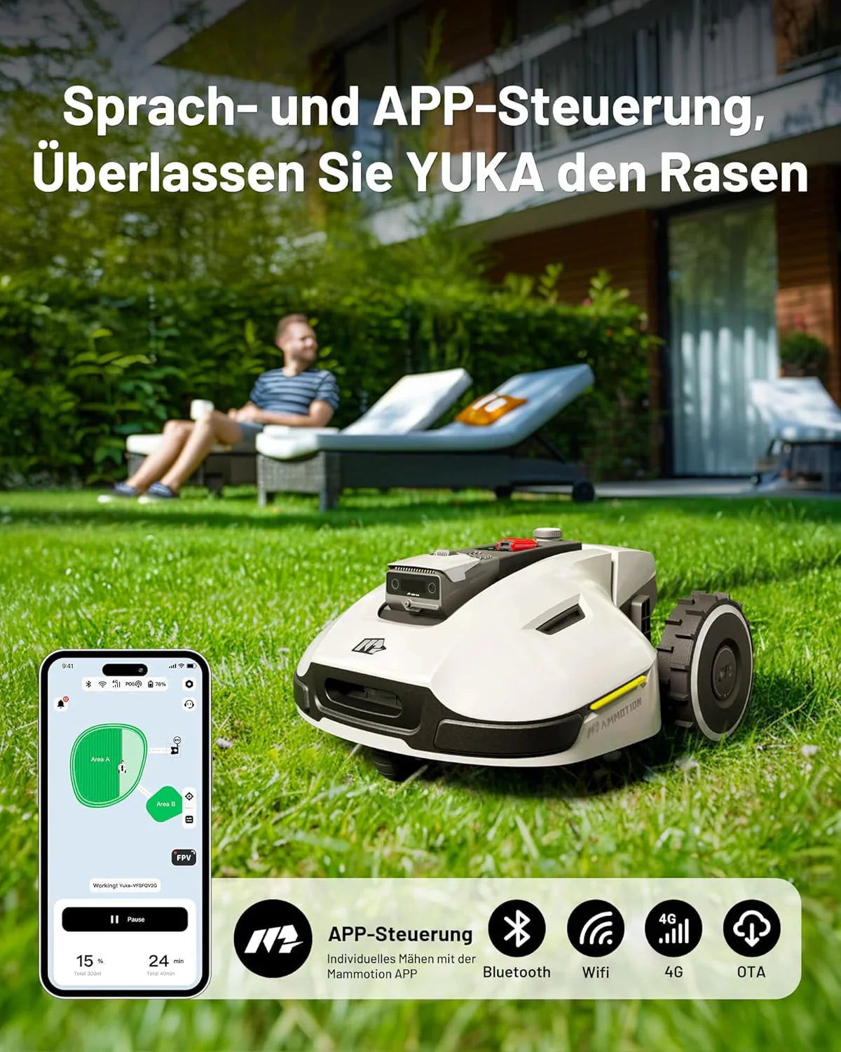 Mammotion YUKA Mini 500H Robotic Lawn Mower, 0.12 Acre, White - 500H
