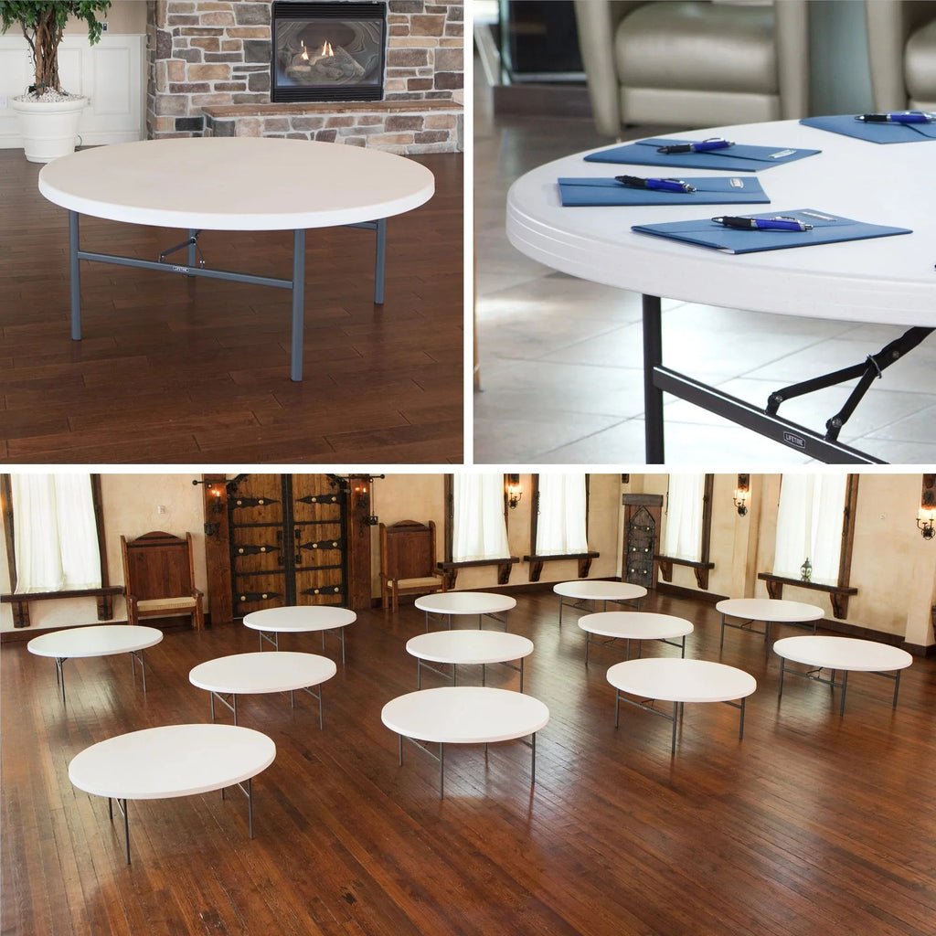 Lifetime 72-Inch Round Folding Table, White Granite, 12 Pack - 82673