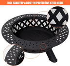 SUNCREAT 42-Inch Wood Burning Patio Fire Pit, Black, 42.1 Inch Diameter x 25.2 Inch High