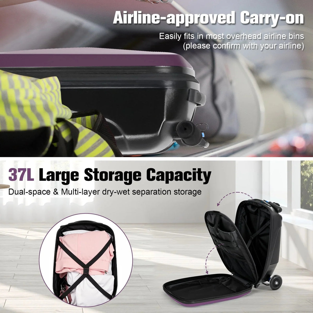 Advwin Scooter Luggage, 37 L, Pink