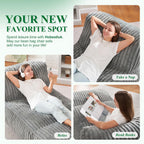 Hobestluk Bean Bag Lounger Chair With Ottoman, Faux Fur, Memory Foam Fill