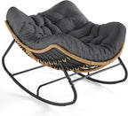 SWITTE Outdoor Rocking Chair - Oversized Wicker Papasan Egg Chair