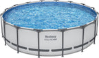 Steel Pro MAX 14 Foot x 48 Inch Round Steel Frame Above Ground Pool Set With 1,000 Filter Pump, Ladder And Cover - Gray