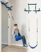 PIPG Indoor Doorway Gym Set, Blue Steel Frame, 6-Piece, 300 lbs Capacity - 021-PIPG-CBOX