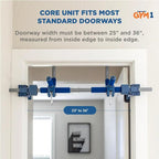 PIPG Indoor Doorway Gym Set, Blue Steel Frame, 6-Piece, 300 lbs Capacity - 021-PIPG-CBOX