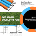 SHINPT 14ft Outdoor Trampoline With Safety Net, Basketball Hoop And Ladder