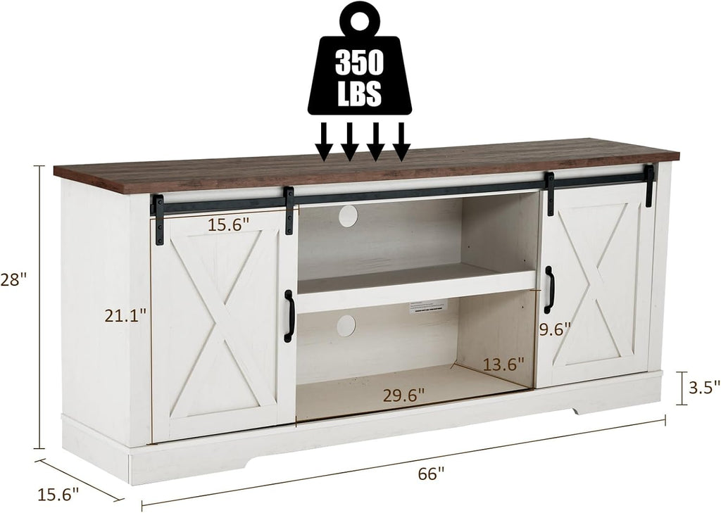 AMERLIFE Farmhouse TV Stand 66 in for TVs Up To 75 Inches