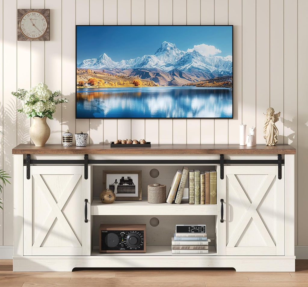 AMERLIFE Farmhouse TV Stand 66 in for TVs Up To 75 Inches