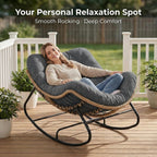 SWITTE Outdoor Rocking Chair - Oversized Wicker Papasan Egg Chair