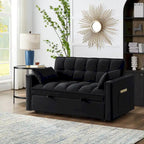 4-in-1 Velvet Pull-Out Sleeper Sofa Bed Loveseat With Reclining Backrest And 2 Side Pockets