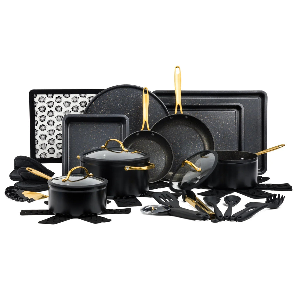 Thyme & Table 32-Piece Non-Stick Cookware & Bakeware Set - Black