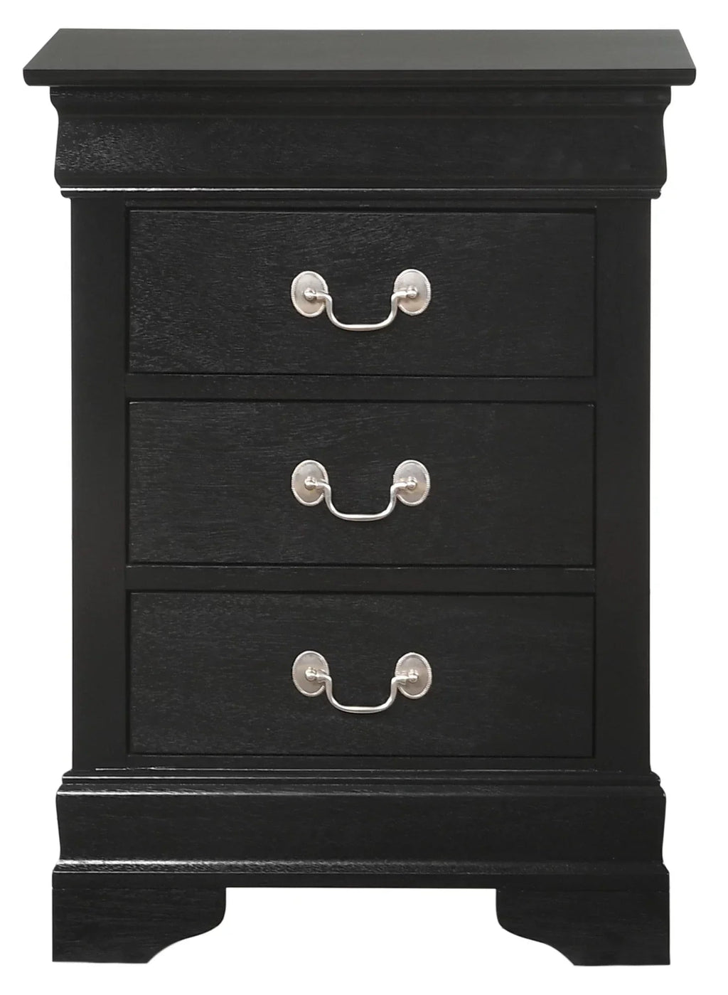 Glory Furniture Louis Phillipe 3 Drawer Nightstand, Black - G3150-3N