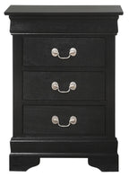 Glory Furniture Louis Phillipe 3 Drawer Nightstand, Black - G3150-3N