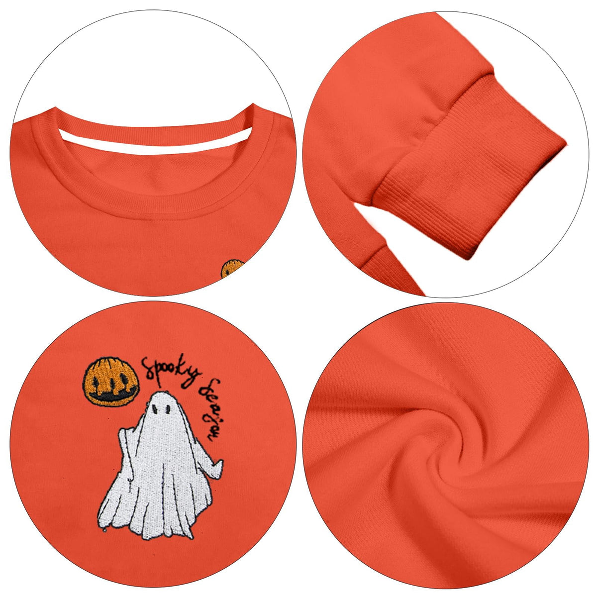 MOUSYA Halloween Sweatshirt Women Spooky Season Shirt Pumpkin Fall Sweatshirt Ghost Long Sleeve Pullover Tops