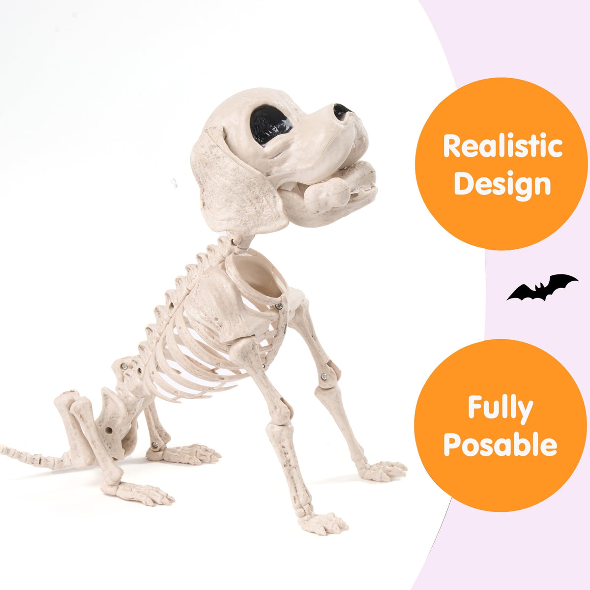 Joyfy 9.8 Inch Halloween Skeleton Dog Skeleton Halloween Decor, Pose-N-Stay Plastic Skeleton Bones with Posable Joints for Hallowmas Decoration Outdoor Haunted House Party
