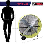 K Tool International 42 in Belt Drive Drum Fan, 2-Speed, Safety Yellow - KTI77743