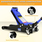 Seizeen 4-Ton Low Profile Floor Jack With Dual Pump Pistons, 4"-21" Lifting Range