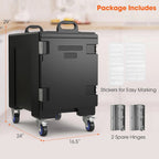 Insulated Food Pan Carrier, 81 Quart, 5 Full-Size Pans, Black