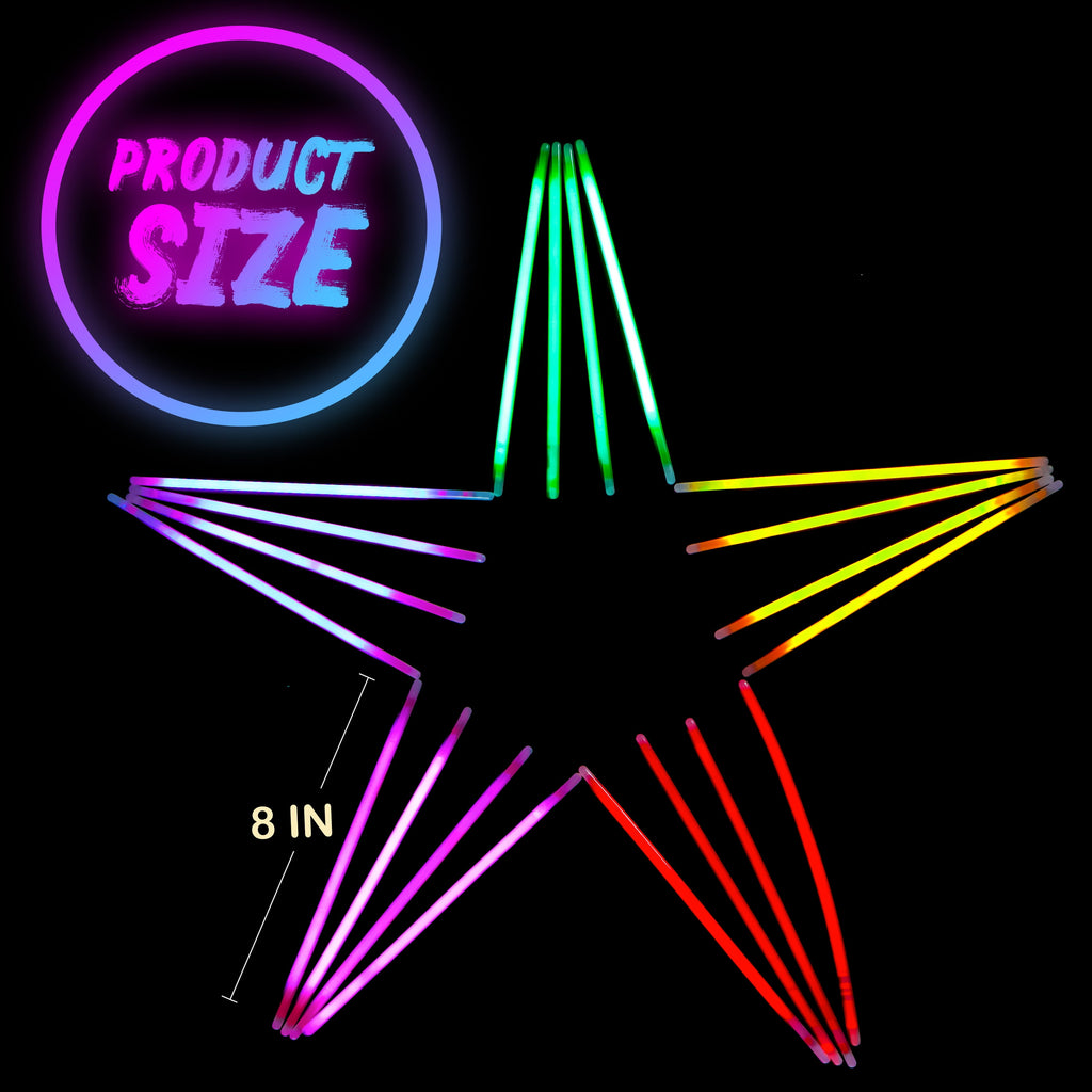 Joyfy 100 Pcs Glow Sticks Bulk, 8" Glow in The Dark Neon Party Supplies, Glow Bracelets and Necklaces Party Pack