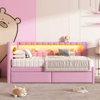 Upholstered Platform Bed Frame With USB Ports, LED Lighting And 2 Storage Drawers - Full/Twin