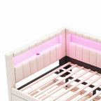 Upholstered Platform Bed Frame With USB Ports, LED Lighting And 2 Storage Drawers - Full/Twin